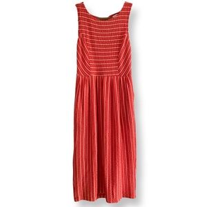 Anthropologie midi coral stripe dress with tie back size small